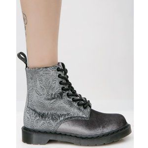NWOB Dr. Martens Gray 1460 Brocade 8 Eye Lace Up Boots Size EU36 US5